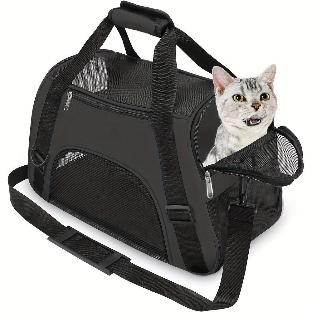 Airline Approved Cat Carrier Dog Carrier Pet Carrier - Soft-Sided Foldable Pet Bag With Breathable Mesh For Small Medium Cats Dogs Rabbit - For Pet Owners - Suitable for Travel & Vet Visits - Perfect Gift for Animal Lovers