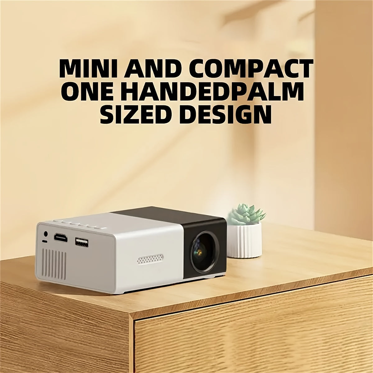 Portable Mini Home Theater Projector - HD Cinema Experience with Smartphone Wired Screen Sharing, Compact Design, and Easy Setup for Indoor and Outdoor Use