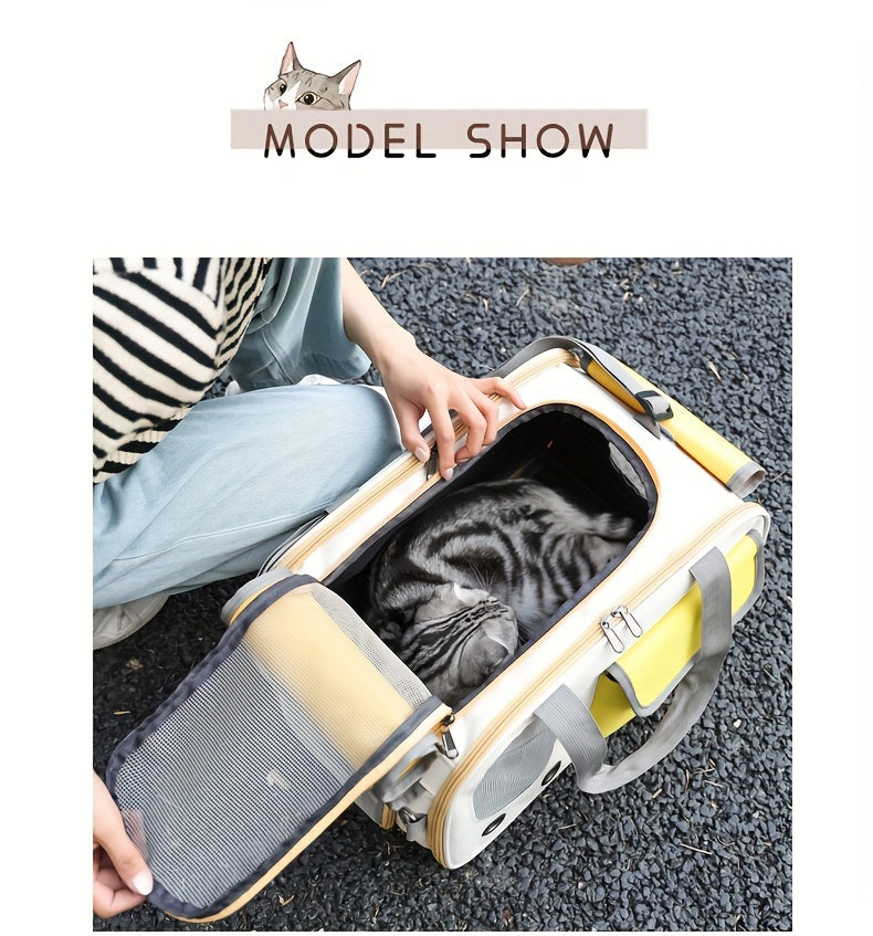 Lightweight Portable And Foldable Pet Cat Carrier, Breathable, And Durable