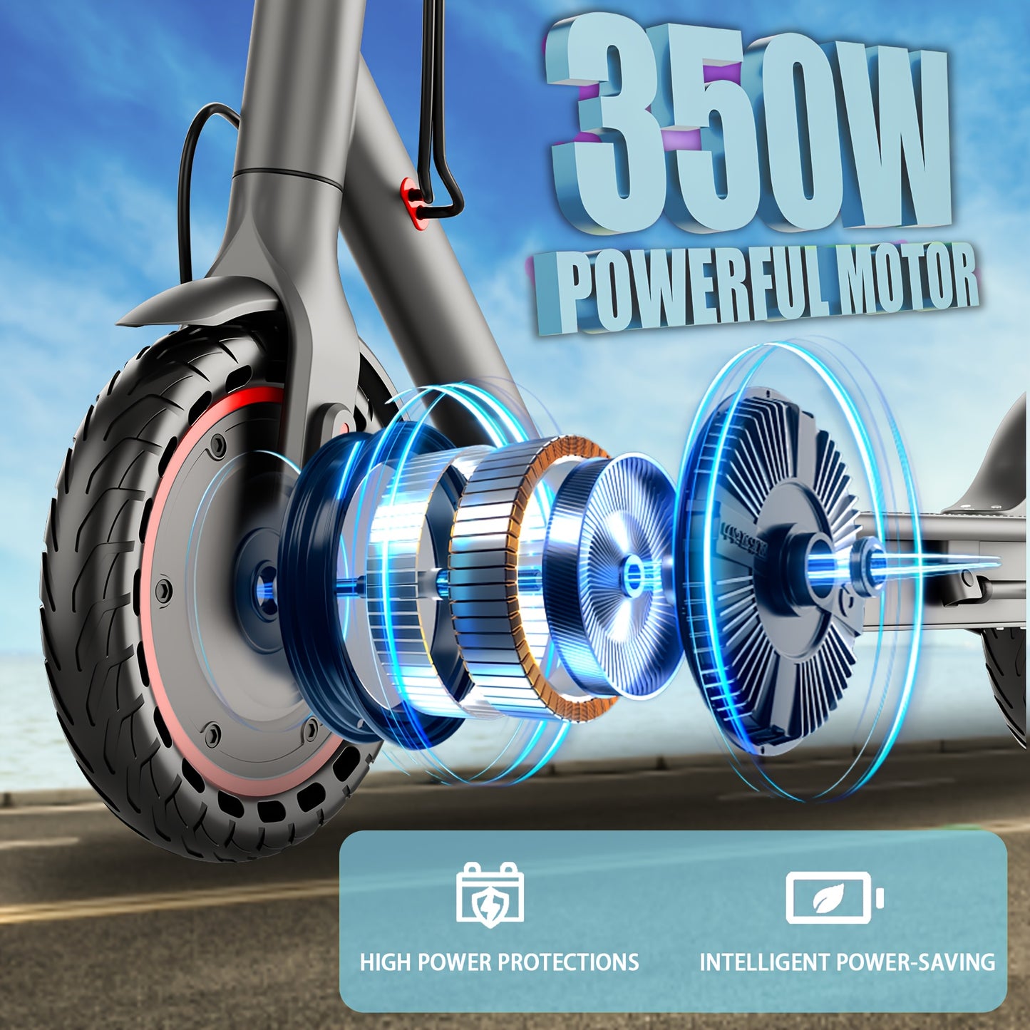 LADPED Electric Scooter | 350W 36V 5.2AH-10.5AH, 8.5" Solid Tires, 19 Mile Range, 3 Modes, High Speed, Foldable, Height Adjustable, Aluminum Alloy, Red and, Ideal for City Streets, Parks, Campus Pathways, Long