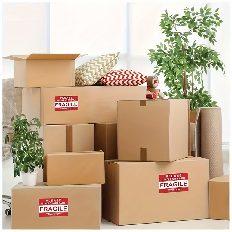 Two Packs Of 500 Sticker Rolls Per Roll - Handle With Care, Thank You For Your Packaging - Strong Adhesive Red Warning Labels Ensure Safe Transport And Movement Of Fragile Stickers For Transport