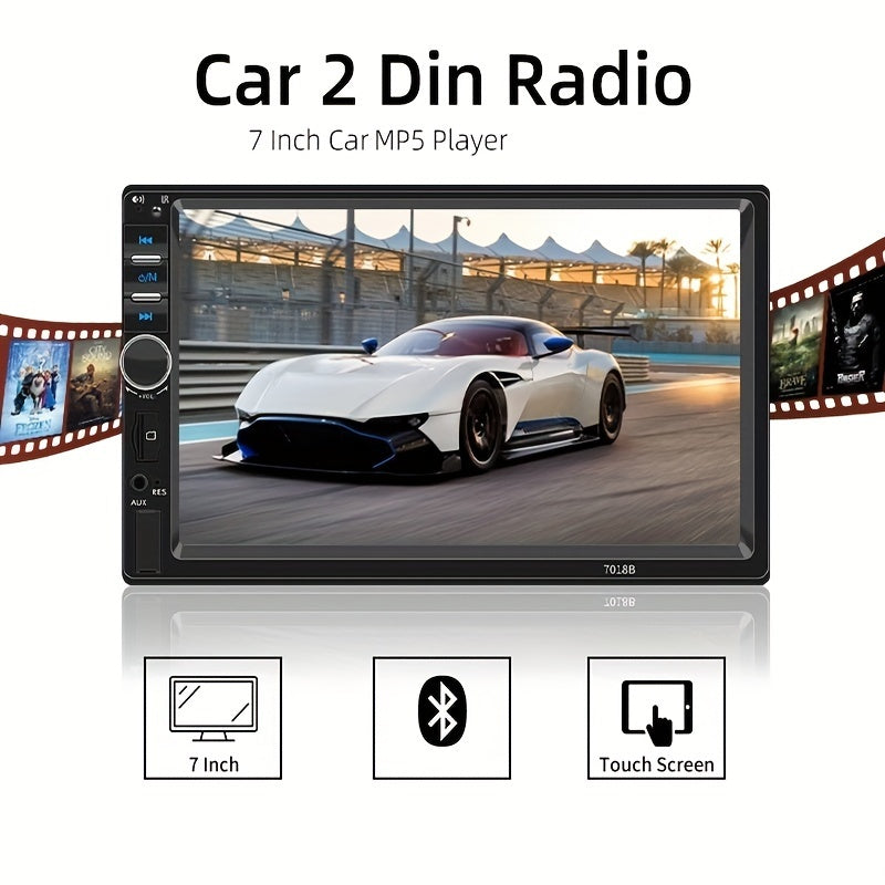 Car MP5 Dual Rod Radio, Portable 7-inch HD Touch Screen, Synchronous GPS Navigation Audio Car Radio Receiver, Wireless Wireless Multimedia Player, Compatible with Android/Apple Mobile Phone Systems, Optional Reverse Camera, S