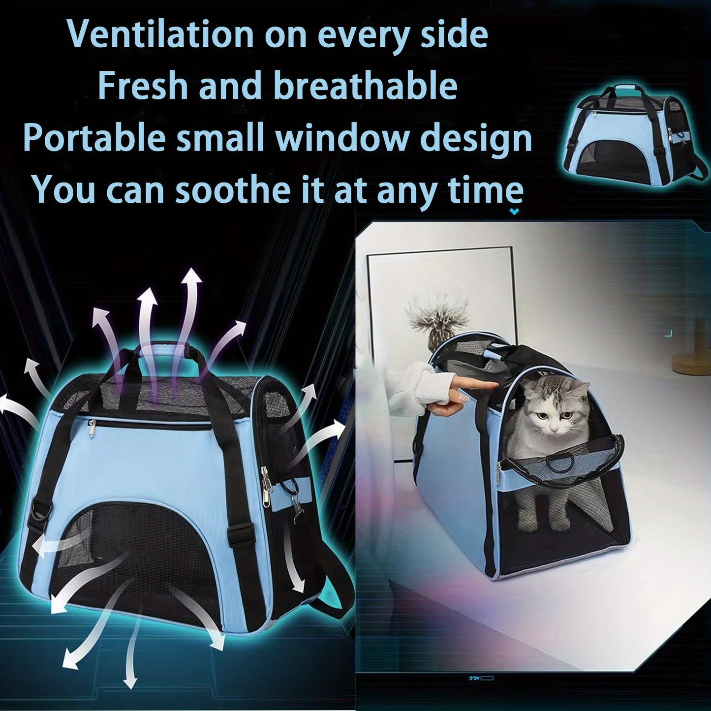 Airline Approved Cat Carrier Dog Carrier Pet Carrier - Soft-Sided Foldable Pet Bag With Breathable Mesh For Small Medium Cats Dogs Rabbit - For Pet Owners - Suitable for Travel & Vet Visits - Perfect Gift for Animal Lovers