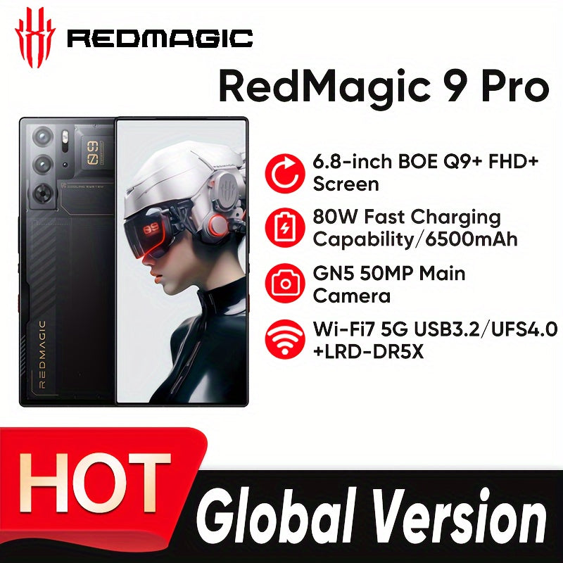 Global Version RedMagic 9 Pro 5G Smartphone Gaming Phone Snapdragon 8 Gen 3 6500mAh Battery 80W Fast Charging Esports Phone With US Charger