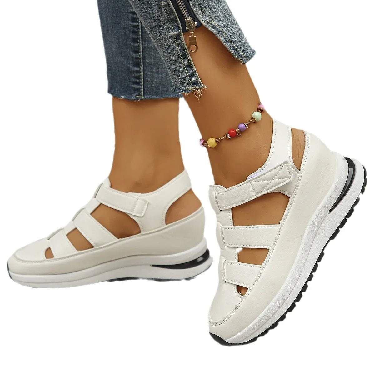 Ladies Shoes 2025 High Quality Buckle Strap Women's Sandals New Closed Toe Office and Career Summer Solid Wedge Sandals Zapatos image 2