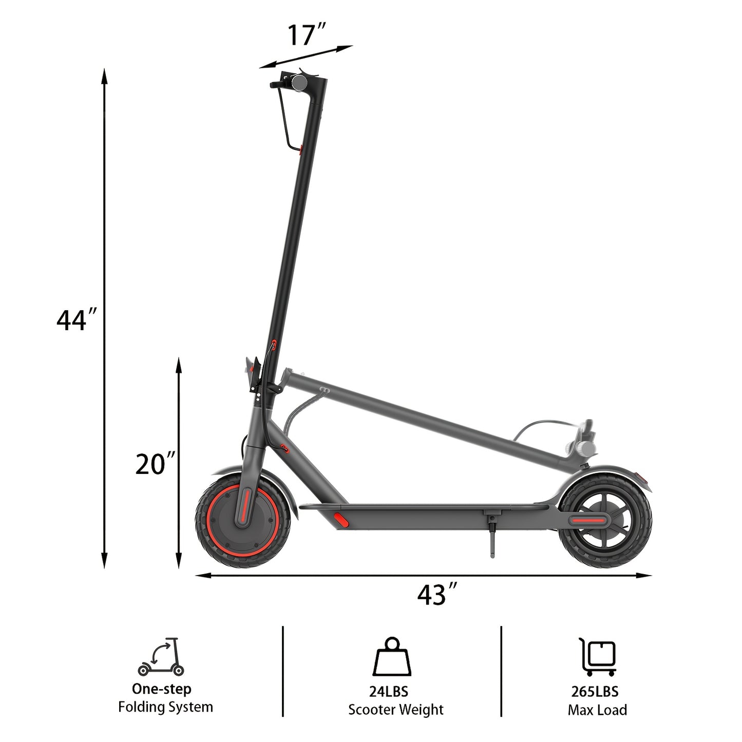 LADPED Electric Scooter | 350W 36V 5.2AH-10.5AH, 8.5" Solid Tires, 19 Mile Range, 3 Modes, High Speed, Foldable, Height Adjustable, Aluminum Alloy, Red and, Ideal for City Streets, Parks, Campus Pathways, Long
