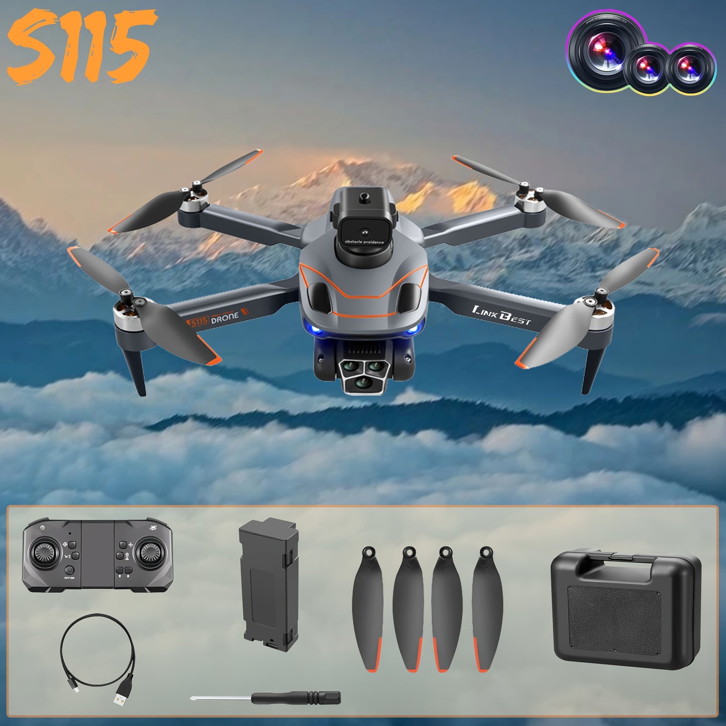 New S132 UAV Drone with HD ESC Dual Camera, GPS Positioning, 360° Intelligent Obstacle Avoidance, Optical Flow Hovering, One-Key Takeoff, And Fail-Safe Return.Perfect for Beginners Men's Gifts