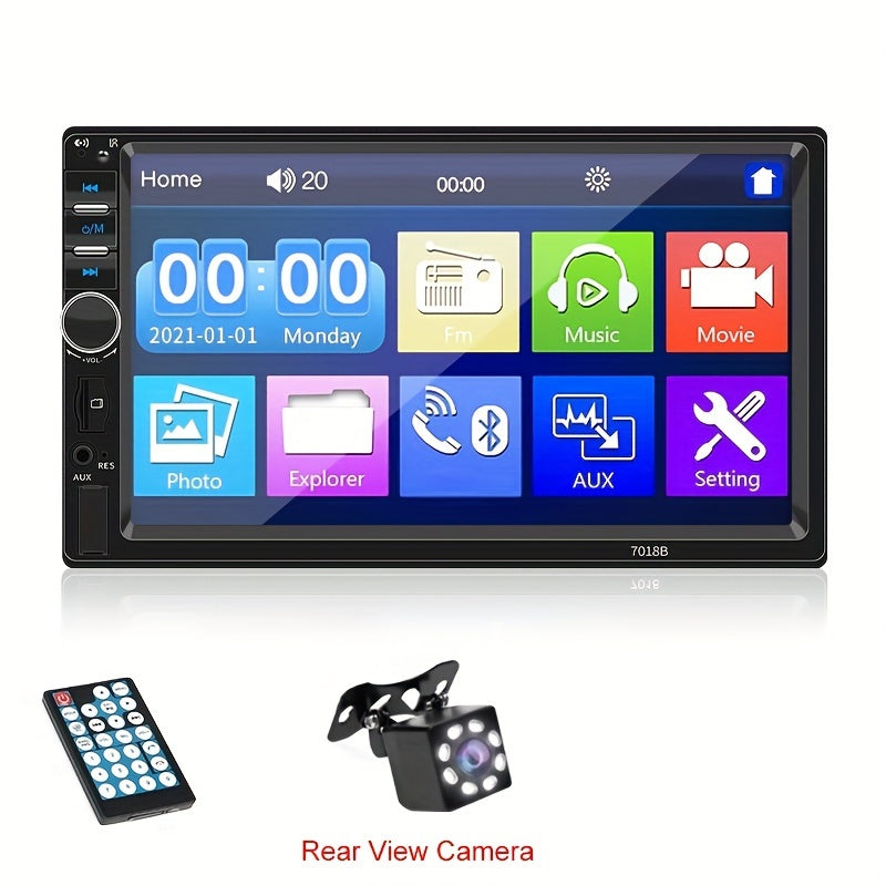 Car MP5 Dual Rod Radio, Portable 7-inch HD Touch Screen, Synchronous GPS Navigation Audio Car Radio Receiver, Wireless Wireless Multimedia Player, Compatible with Android/Apple Mobile Phone Systems, Optional Reverse Camera, S