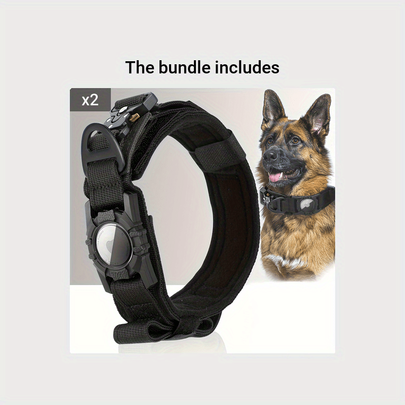 Tactical Nylon Dog Collar with GPS Holder, Adjustable Military-Style Collar for Dogs, Heavy-Duty Training Collar for All Breeds, Heavy Duty Collar | Secure Fit Collar | Adjustable Colla