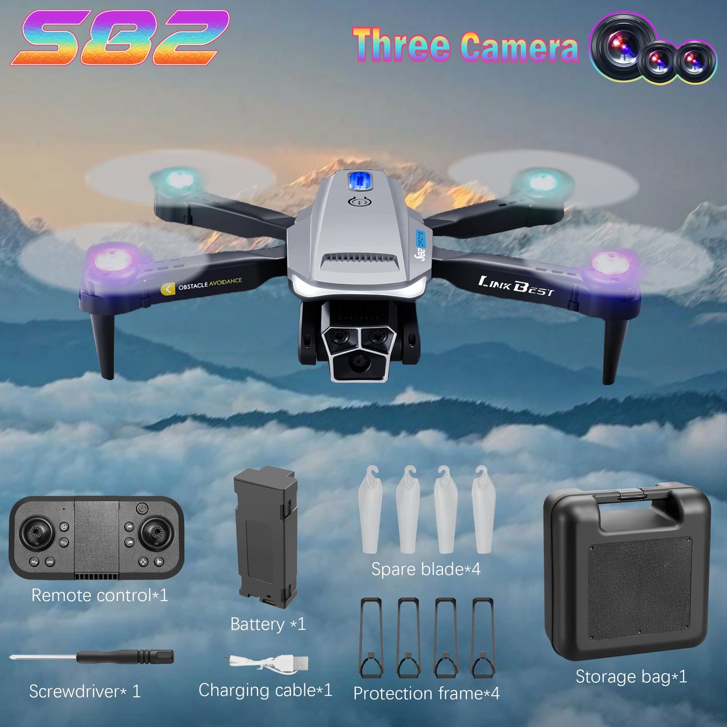 New S132 UAV Drone with HD ESC Dual Camera, GPS Positioning, 360° Intelligent Obstacle Avoidance, Optical Flow Hovering, One-Key Takeoff, And Fail-Safe Return.Perfect for Beginners Men's Gifts