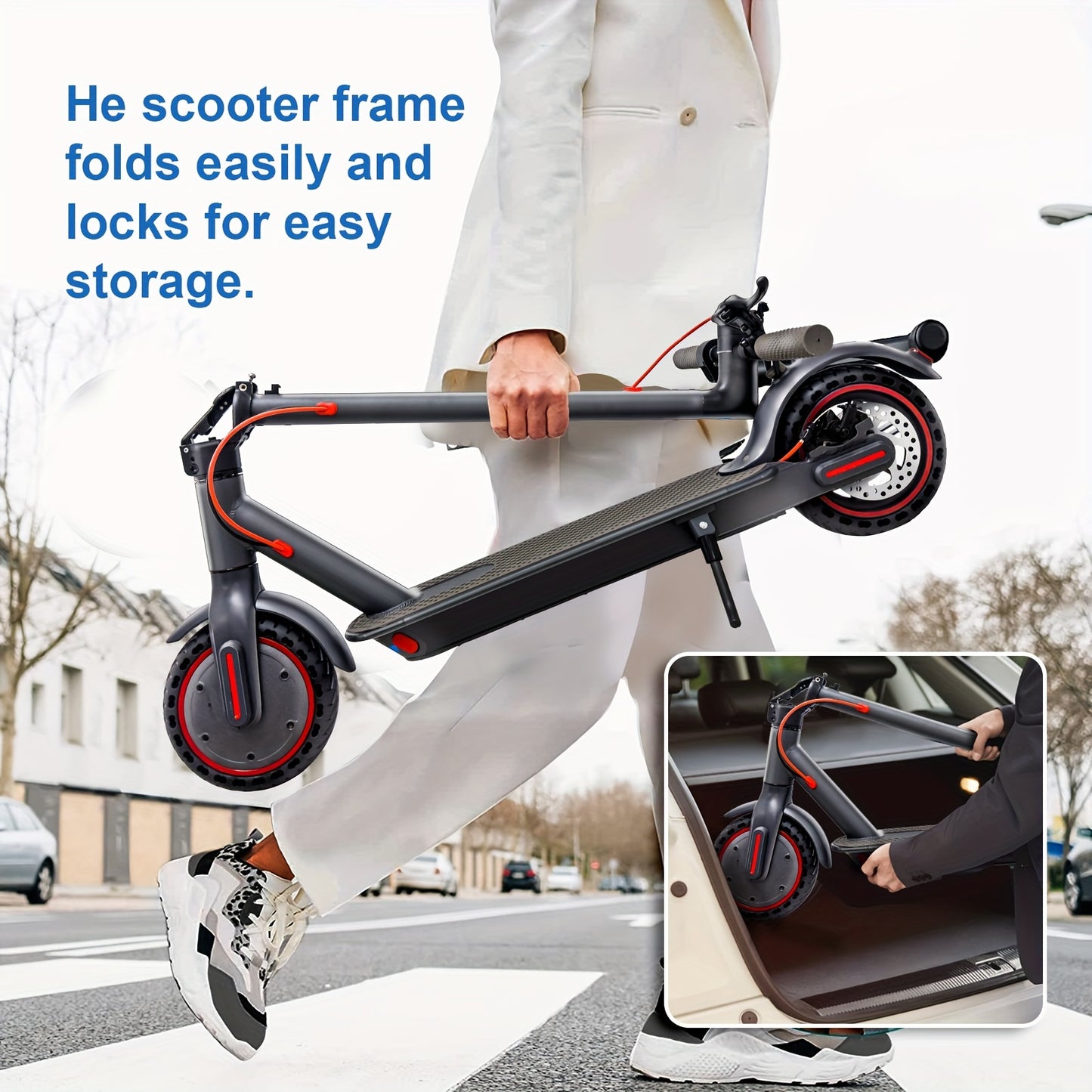 Foldable Electric Scooter for Adults, 8.5 Inch with LED Display, 350W Motor Power, Class A 7.8/10.4Ah Lithium Battery, 3 Speed Modes, 15 - 30 Mile Range, Maximum Load Capacity of 100 Kilograms