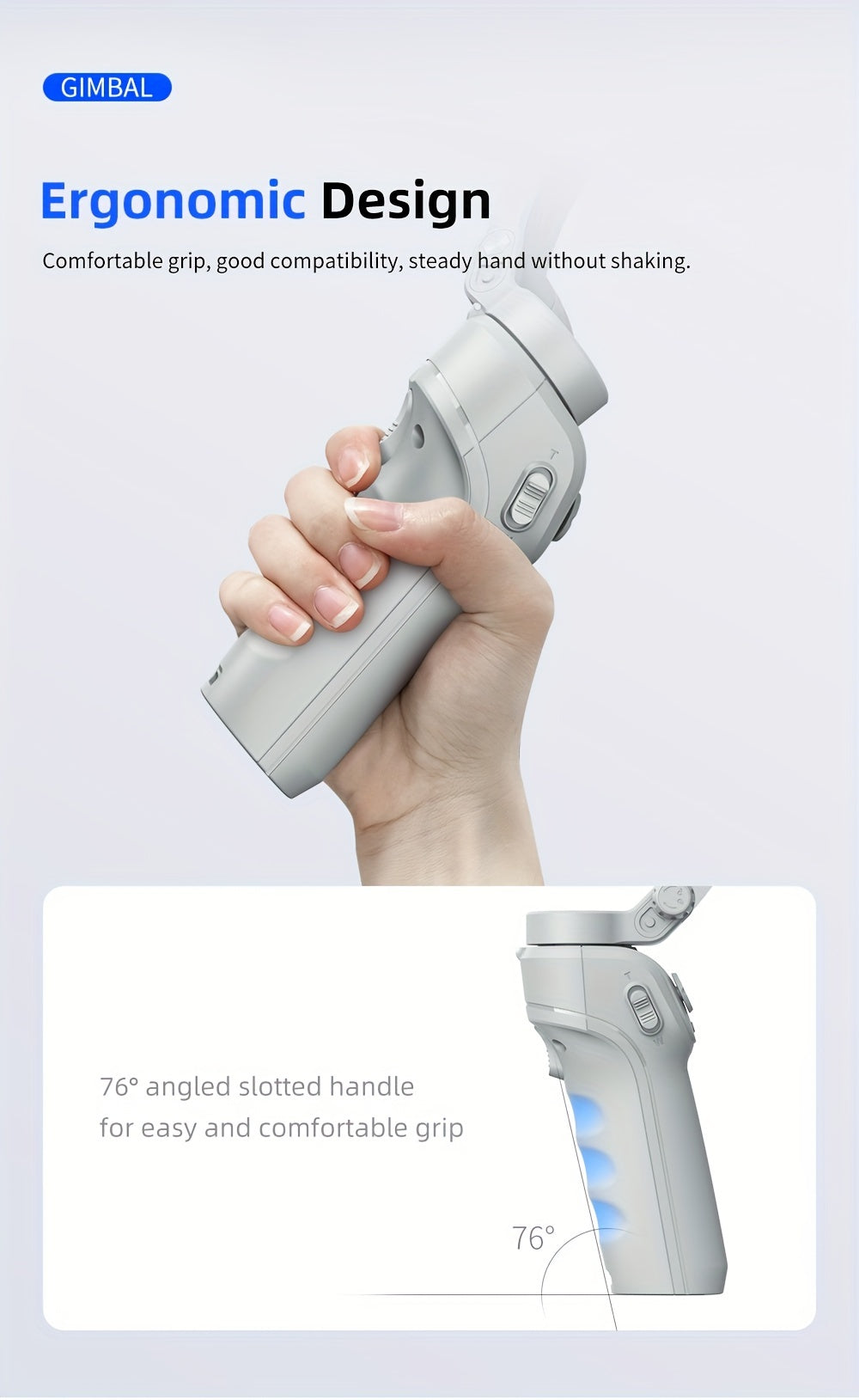 3-Axis Smartphone Gimbal with ActiveTrack, Auto Tracking, Portable & Foldable for Video Recording and Vlogging