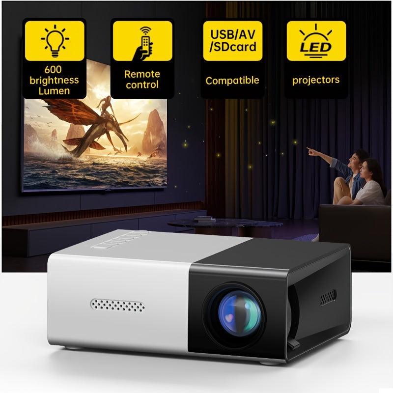 Portable Mini Home Theater Projector - HD Cinema Experience with Smartphone Wired Screen Sharing, Compact Design, and Easy Setup for Indoor and Outdoor Use