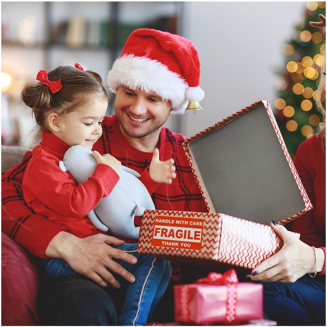 1 Roll 500 Fragile Shipping Labels, 3" x 2" Strong Adhesive Labels for Moving, Thank You, Warning Packaging - Durable Paper Stickers with Bold Text & Red Border, Shipping Labels for Packaging, Office Supplies, Label Stickers,