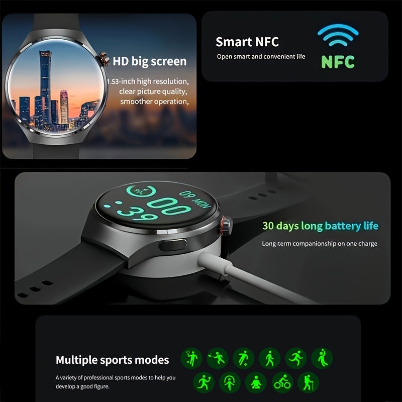 2024 New GPS Motion Trajectory Smart Watch Men NFC Wireless Call Men Watch 360*360 HD Screen Smartwatch Sports Fitness Tracker Outdoors Smart Watch For Men