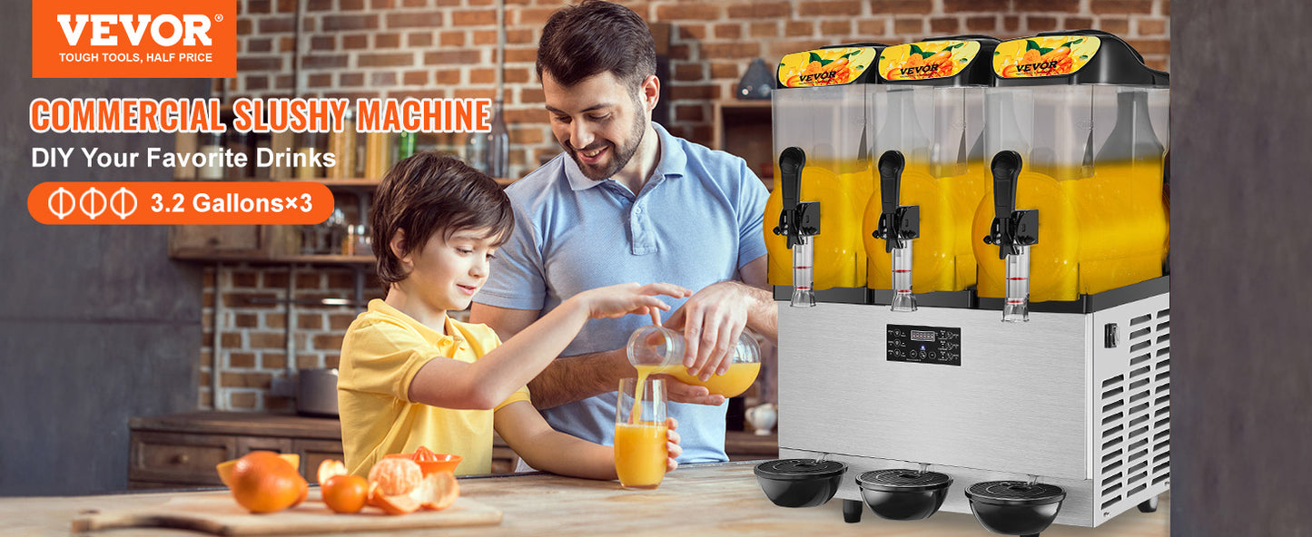 VEVOR Commercial Slushy Machine, 36L/9.6Gal Stainless Steel Margarita Smoothie Frozen Drink Maker