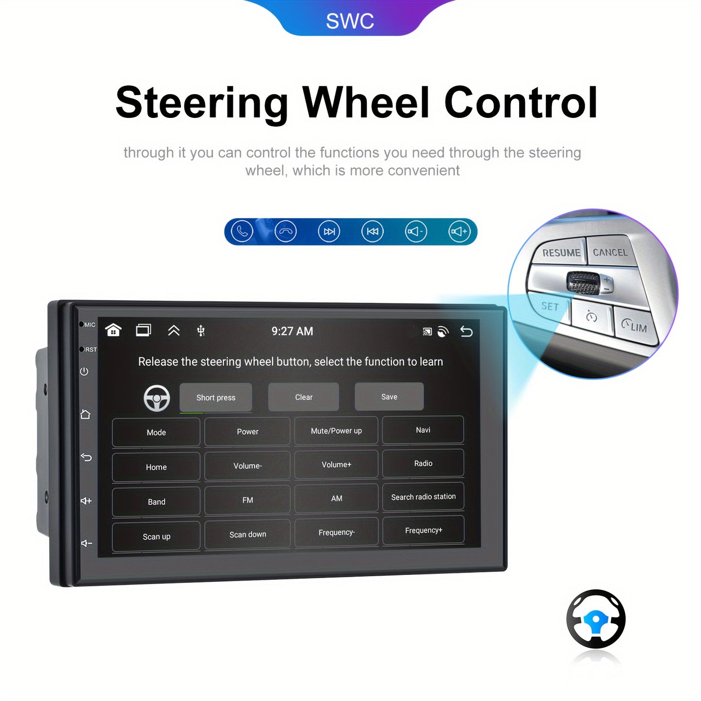 8-Core 4+64G Android Double DIN Car Stereo, Wireless Wireless Android Auto, 7'' HD Touchscreen Car Radio With Backup Camera, Mirror Link, Wireless, GPS Navi, FM/RDS, Voice Control+AHD Camera