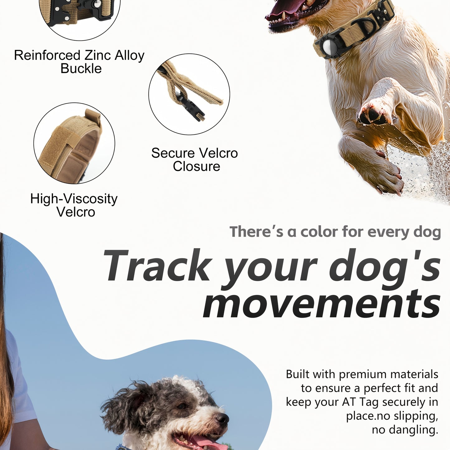 Tactical Nylon Dog Collar with GPS Holder, Adjustable Military-Style Collar for Dogs, Heavy-Duty Training Collar for All Breeds, Heavy Duty Collar | Secure Fit Collar | Adjustable Colla