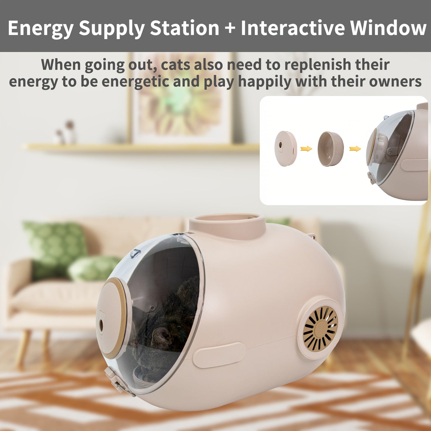 1 PCS 24L Breathable Submarine Cat Backpack Carrier - Ventilated Space Capsule for Small Medium Cats, Dogs, Puppies, Perfect for Traveling, Camping, Outdoors, Walking