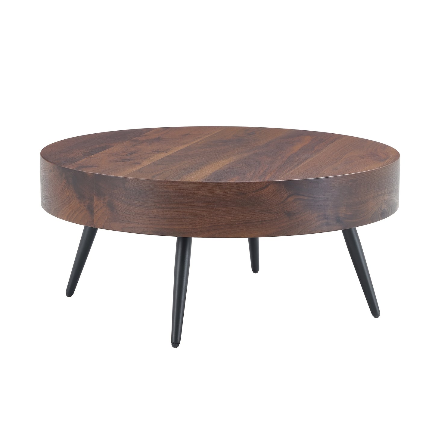 Wooden Coffee Table Modern Round Coffee Table Rustic Center Table with Metal Leg for Living Room Reception Room Office (Brown, Round), Clearance Sales Today Deals Prime, Tiny Home, Black Friday Deals 2024.