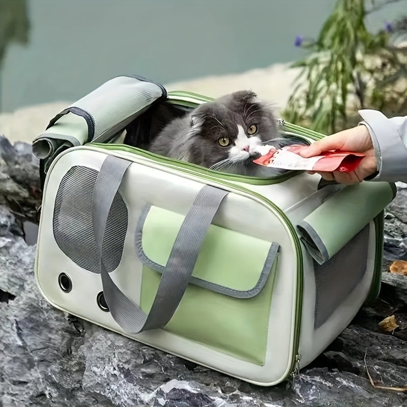 1pc Portable Pet Carrier Bag, Fashionable & Ventilated, Foldable Single Shoulder Space Capsule For Cats & Small Dogs, Easy Travel