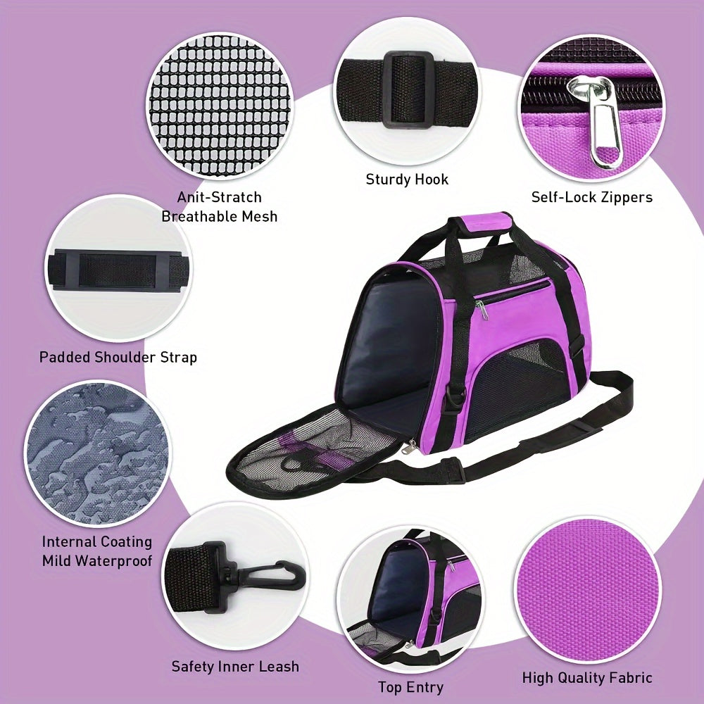 Airline Approved Cat Carrier Dog Carrier Pet Carrier - Soft-Sided Foldable Pet Bag With Breathable Mesh For Small Medium Cats Dogs Rabbit - For Pet Owners - Suitable for Travel & Vet Visits - Perfect Gift for Animal Lovers