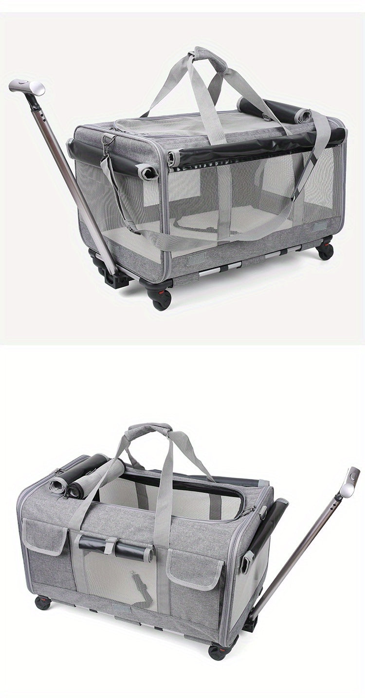 Large Extra Portable Detachable Dog Trolley Case - Foldable Pet Bag Cat Travel Carrier Bag
