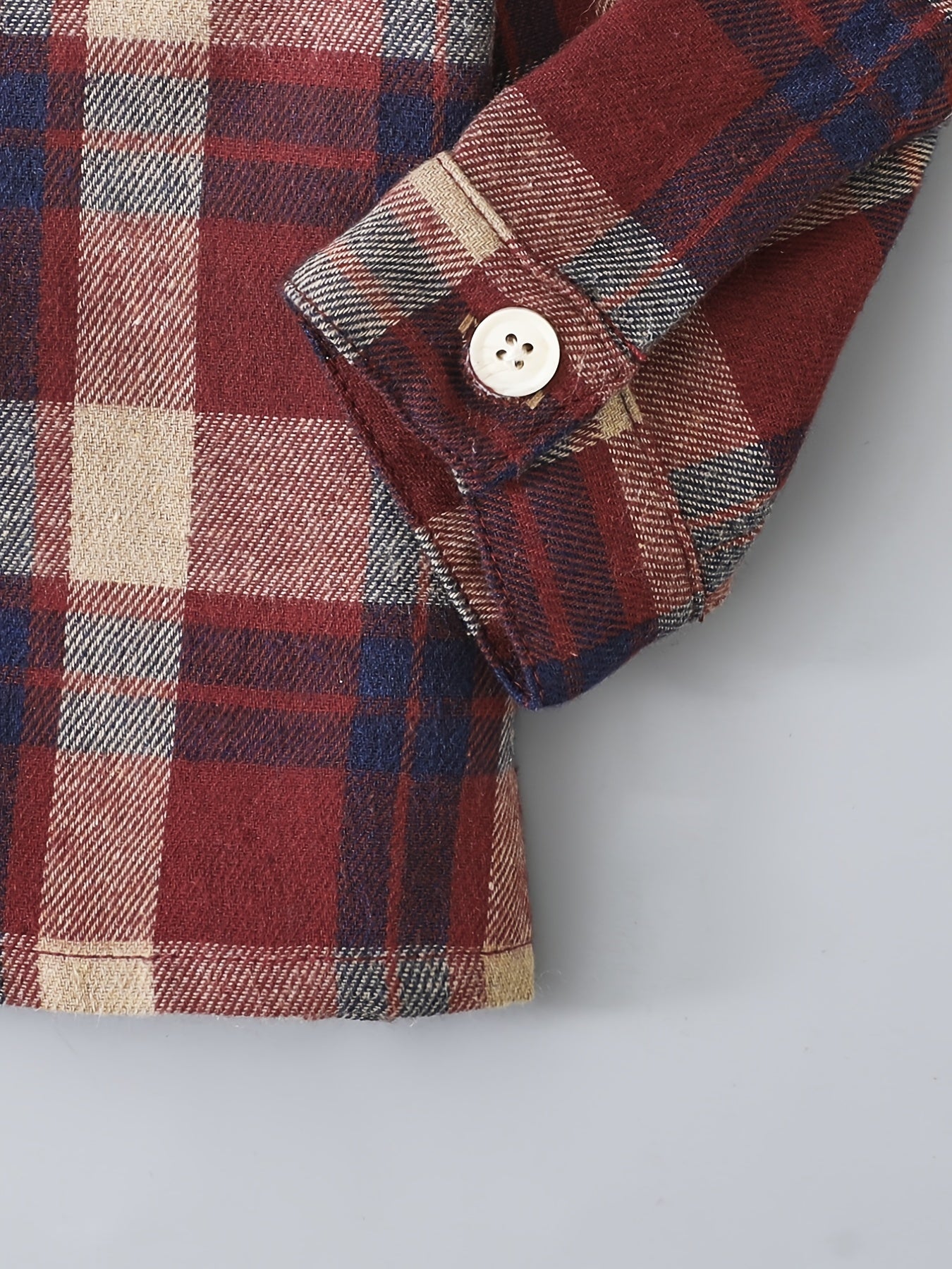 Boy's Casual Plaid Button-Up Shirt & Ripped Imitation Denim Pants Set - Cozy Polyester, Non-Transparent, Perfect for Fall/Winter, Perfect for Outdoor