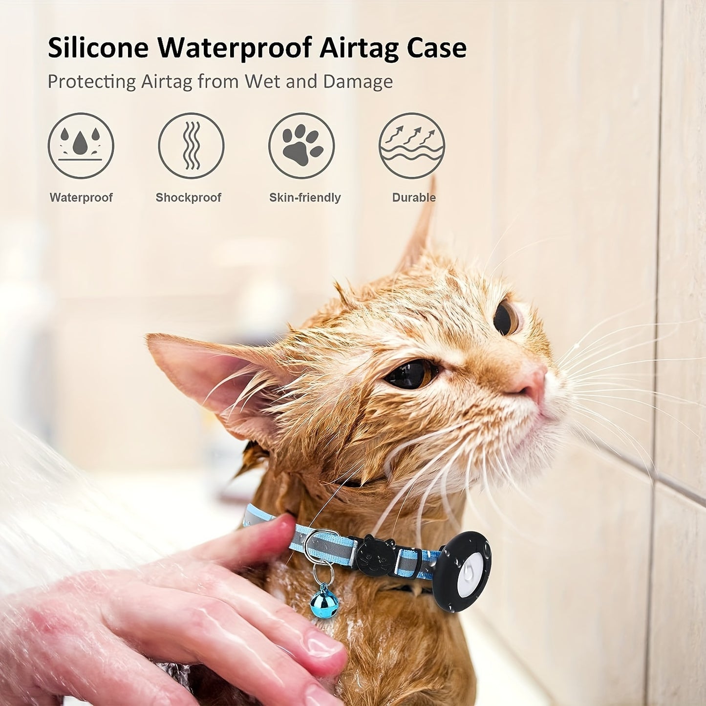 Reflective GPS Cat Collar - Airtag Device Holder With Bell For Kittens - Christmas Gift
