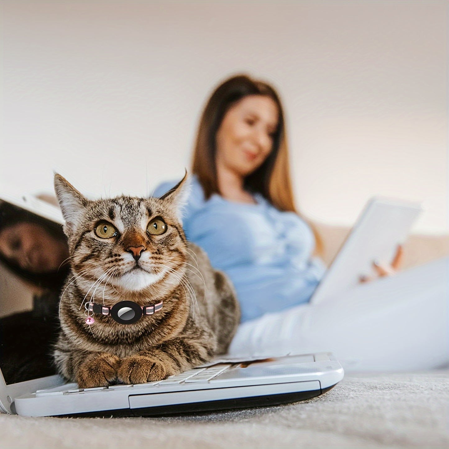 Reflective GPS Cat Collar - Airtag Device Holder With Bell For Kittens - Christmas Gift