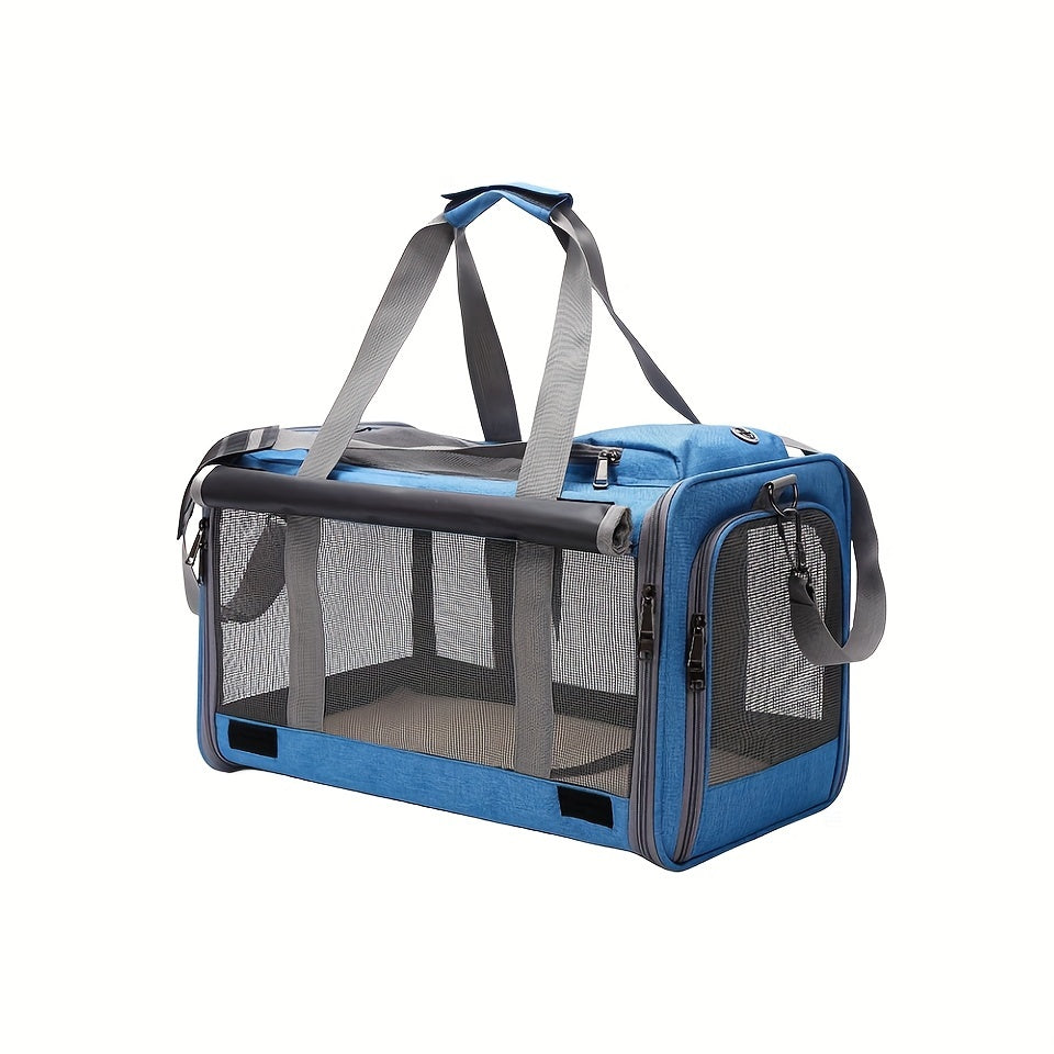 1pc Large Soft-Sided Cat Carrier - Comfortable, Airline Approved, Portable Pet Travel Bag for Kitten, Dog, Reptile, Squirrel - Durable, Easy to Clean, Ventilated Design