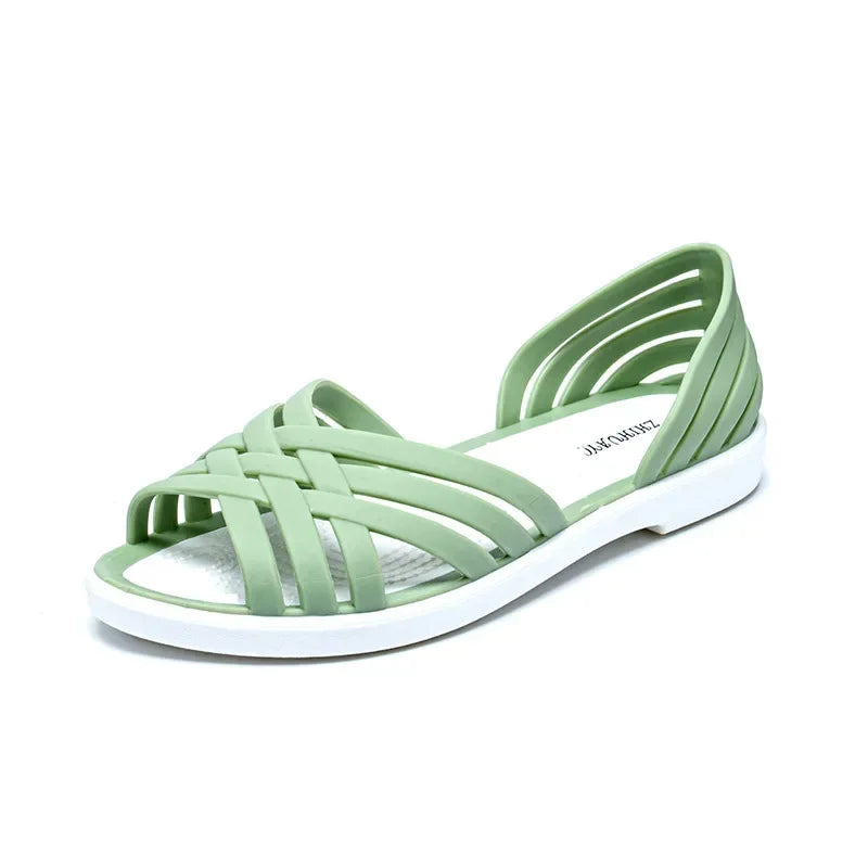 Sandals Summer New Hollow Out Beach Shoes Fashion Outdoor Jelly Sandalias Mujer Flat Casual Comfortable Soft Sole Mom Shoes image 2