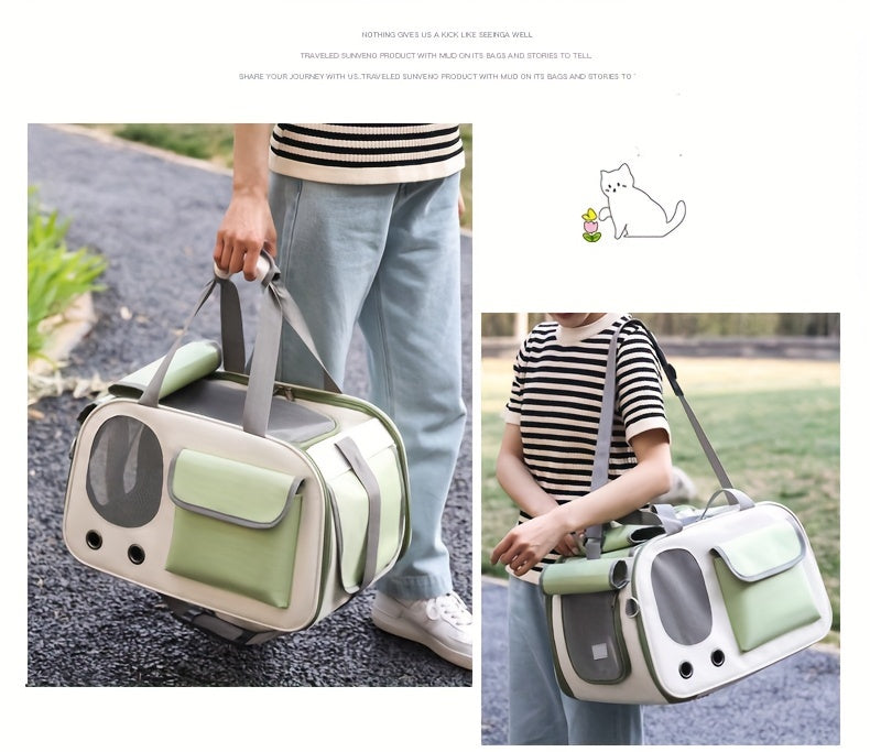 Lightweight Portable And Foldable Pet Cat Carrier, Breathable, And Durable