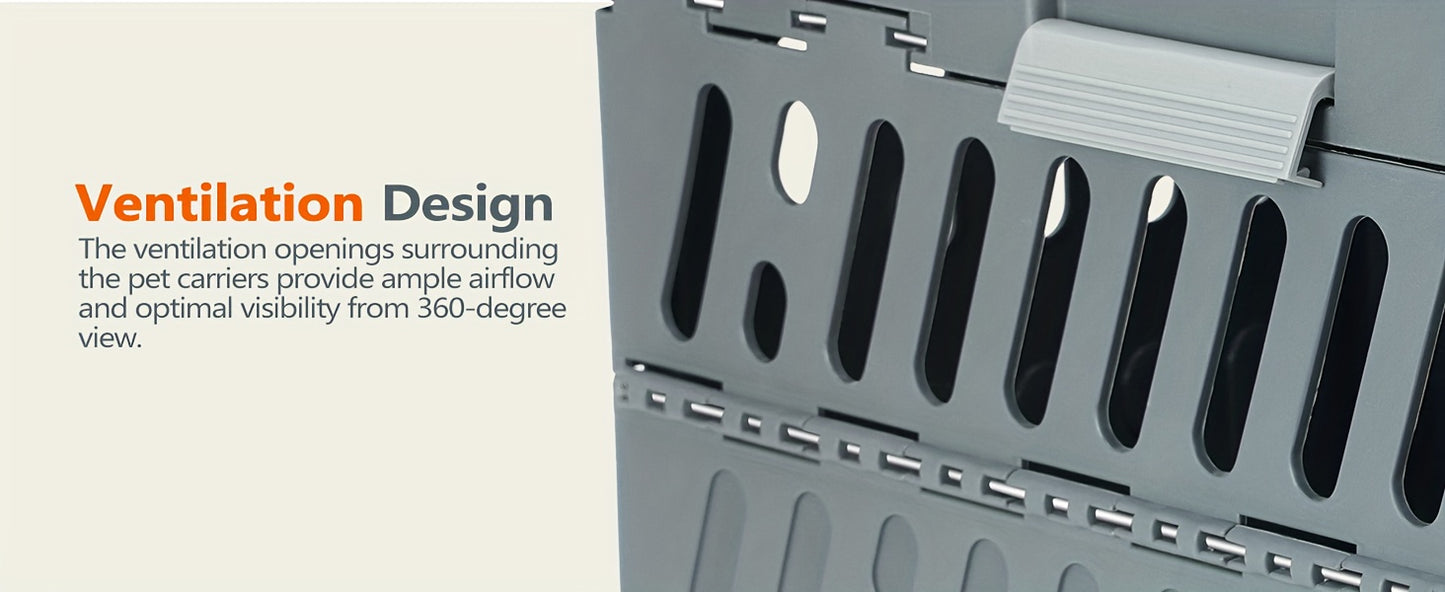 Large Cat Carrier Hard, Plastic Portable Dog Crate 22" with Soft Blanket and Hanging Kennel Bowl for Cats Small Dogs Puppies Kittens