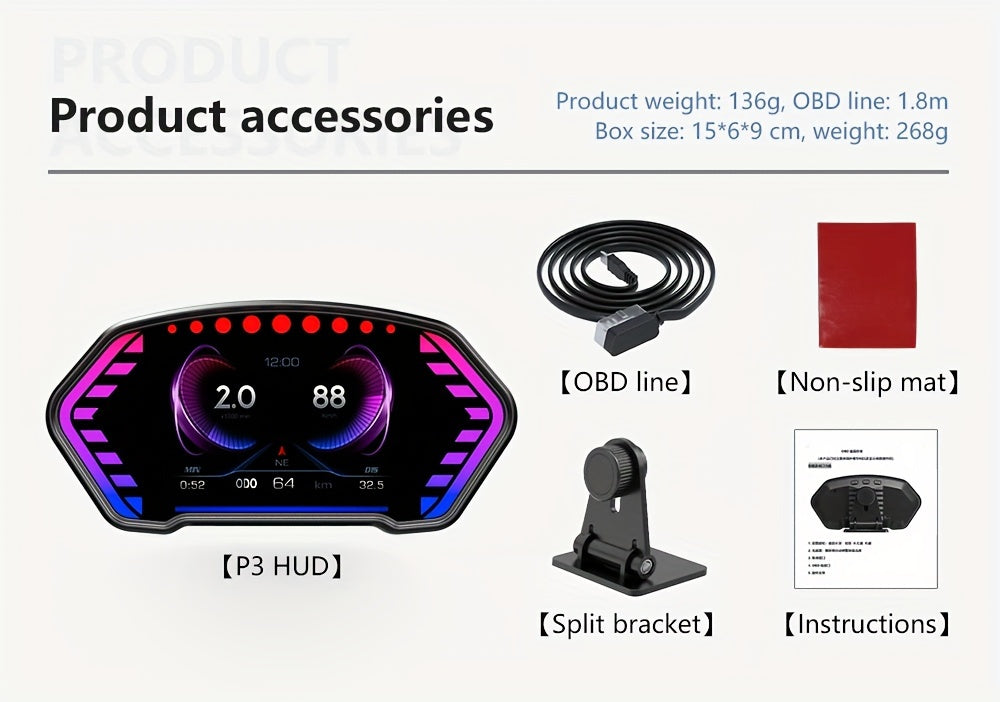 ANCEL P3 OBD2+GPS Universal Head-Up Display HUD OBD Meter Digital Projector