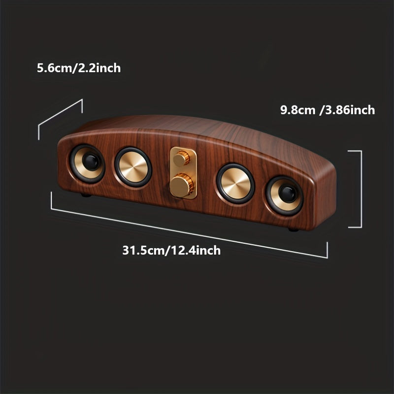 [Wireless Smart Soundbar] Wireless Smart Soundbar | 5.0 Channel Speaker System with Subwoofer - Home Theater Stereo, Compatible with TV/PC/Smartphone/Tablet - Elegant Wood Grain Finish - Portable Design with Low Frequency, Ty