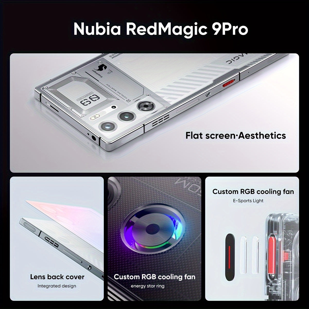 Global Version RedMagic 9 Pro 5G Smartphone Gaming Phone Snapdragon 8 Gen 3 6500mAh Battery 80W Fast Charging Esports Phone With US Charger