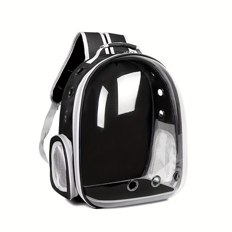 PVC Soft-Sided Cat Carrier Backpack with Zipper Closure, Transparent Breathable Space Capsule Design for Pet Comfort and Portability