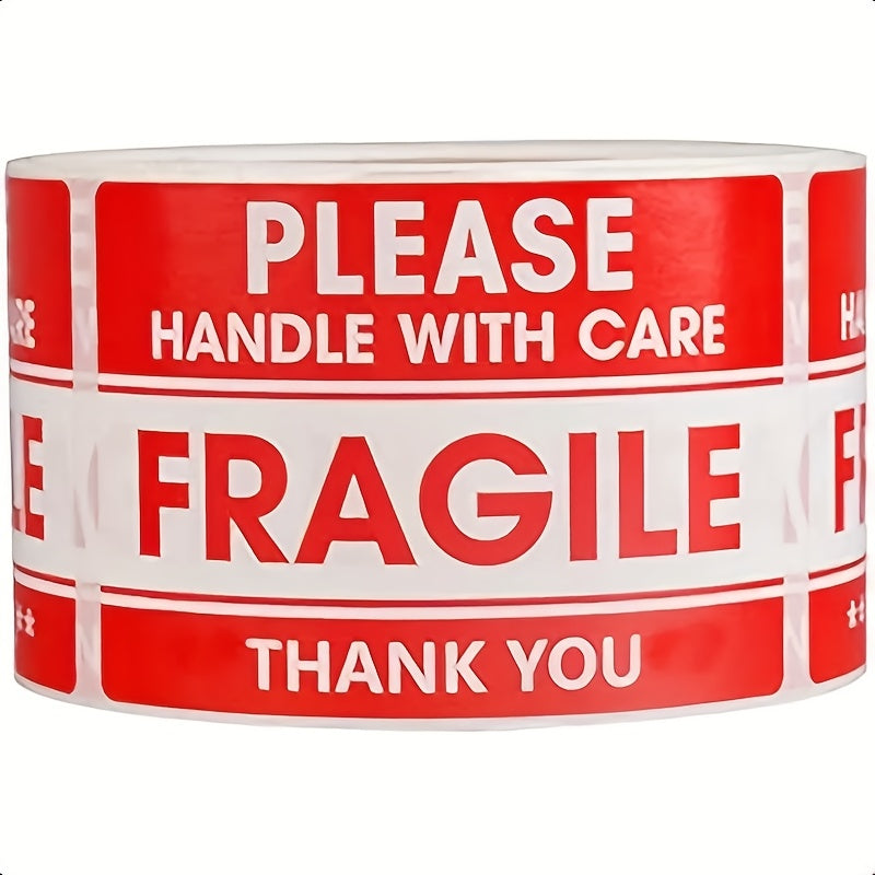 Two Packs Of 500 Sticker Rolls Per Roll - Handle With Care, Thank You For Your Packaging - Strong Adhesive Red Warning Labels Ensure Safe Transport And Movement Of Fragile Stickers For Transport