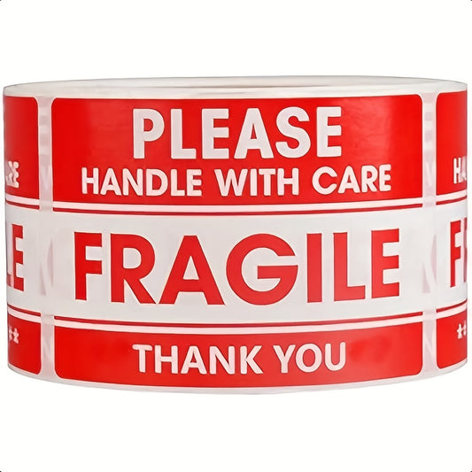 Two Packs Of 500 Sticker Rolls Per Roll - Handle With Care, Thank You For Your Packaging - Strong Adhesive Red Warning Labels Ensure Safe Transport And Movement Of Fragile Stickers For Transport