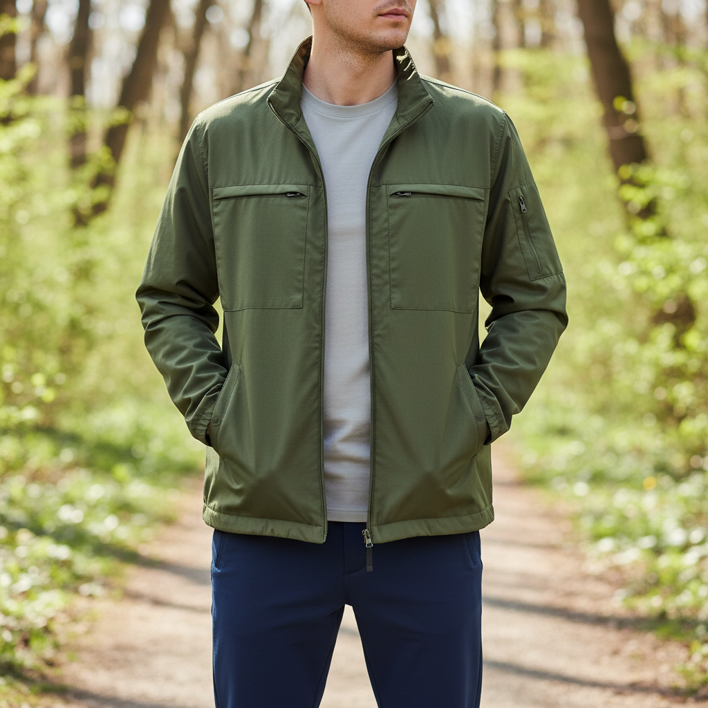 Men's Spring Autumn Jacket Quick-Dry Multi-Pocket Casual Loose Fit Outdoor Windbreaker Sport Coat Breathable Large Size