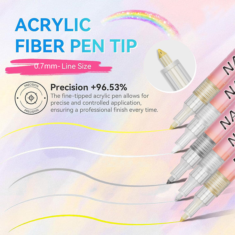 12-Color DIY Nail Art Pens Line Drawing and Detailing Tools for Nail Art Ideal for Manicure Nail Designs and DIY Nail Art Kit