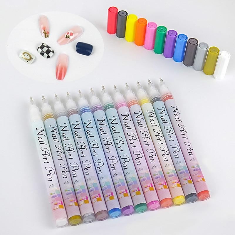12-Color DIY Nail Art Pens Line Drawing and Detailing Tools for Nail Art Ideal for Manicure Nail Designs and DIY Nail Art Kit