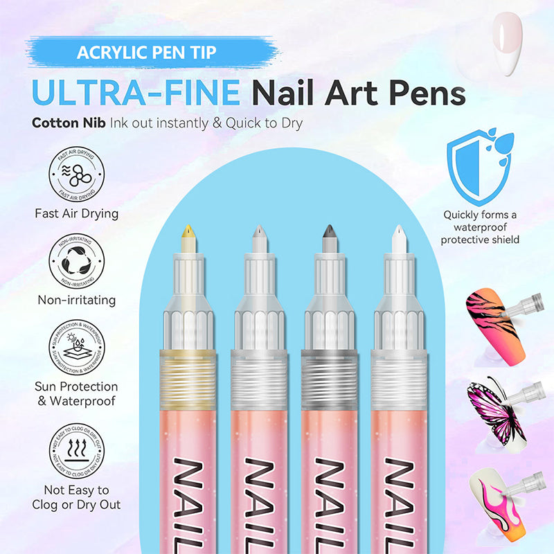 12-Color DIY Nail Art Pens Line Drawing and Detailing Tools for Nail Art Ideal for Manicure Nail Designs and DIY Nail Art Kit